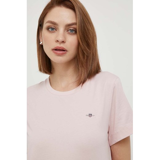 Gant t-shirt bawełniany kolor różowy ze sklepu ANSWEAR.com w kategorii Bluzki damskie - zdjęcie 162640468