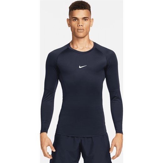 Męska przylegająca koszulka z długim rękawem do fitnessu Dri-FIT Nike Pro - Niebieski ze sklepu Nike poland w kategorii T-shirty męskie - zdjęcie 162644558