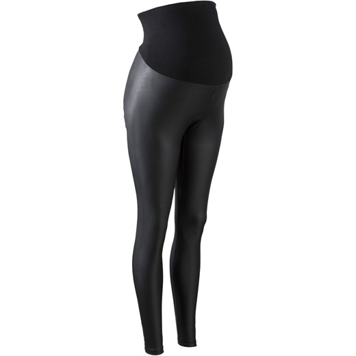 Legginsy ciążowe z materiału w optyce skóry 44/46 bonprix - Allani