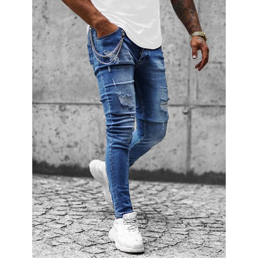 Spodnie jeansowe męskie ciemno-niebieskie OZONEE E/5604/01 ze sklepu ozonee.pl w kategorii Jeansy męskie - zdjęcie 162703057