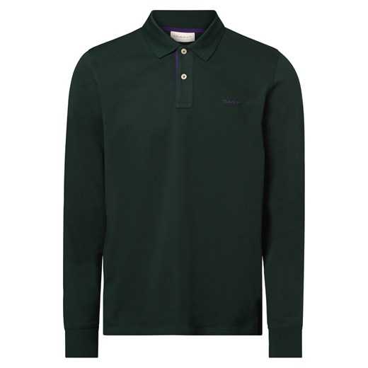 Gant Męska koszulka polo Mężczyźni Bawełna zielony jednolity ze sklepu vangraaf w kategorii T-shirty męskie - zdjęcie 162708145