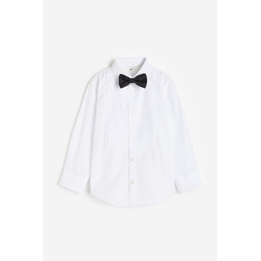 H & M - Koszula smokingowa z muchą - Biały H & M 134 (8-9Y) H&M