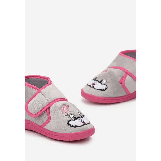 Kapcie dziecięce Born2be szare na rzepy 