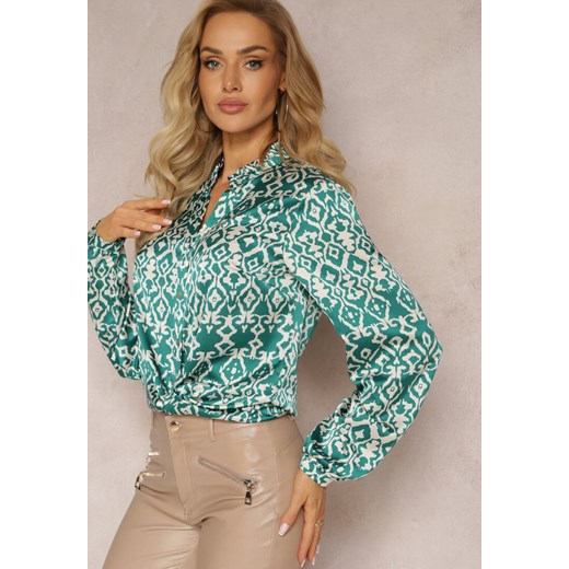 Zielona Koszula na Guziki w Fantazyjny Print Gavino Renee M Renee odzież wyprzedaż
