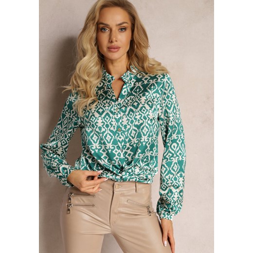 Zielona Koszula na Guziki w Fantazyjny Print Gavino ze sklepu Renee odzież w kategorii Koszule damskie - zdjęcie 162715817