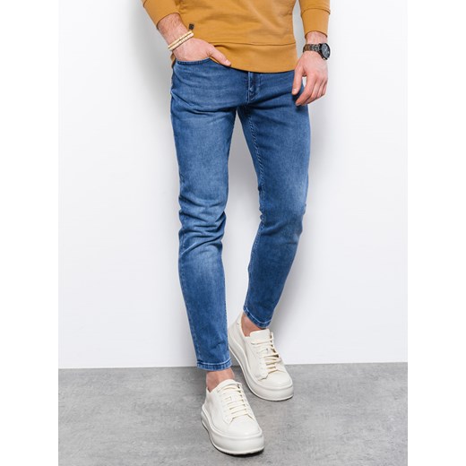 Spodnie męskie jeansowe SKINNY FIT - niebieskie P1007 M okazyjna cena ombre