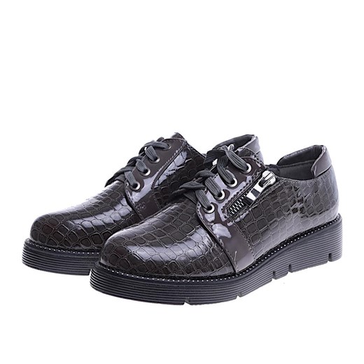 Półbuty dziecięce wiosenne czarne wiązane 