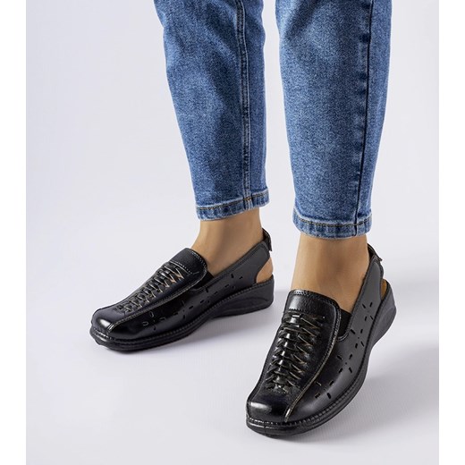 Czarne sandały ażurowe Glafi ze sklepu gemre w kategorii Półbuty damskie - zdjęcie 162731027