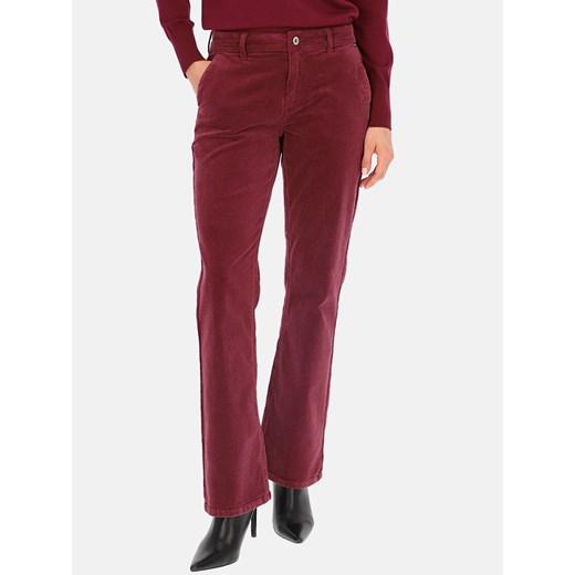 Bordowe spodnie sztruksowe z kieszeniami i prostymi nogawkami Red Button Bibette ze sklepu Eye For Fashion w kategorii Spodnie damskie - zdjęcie 162731297