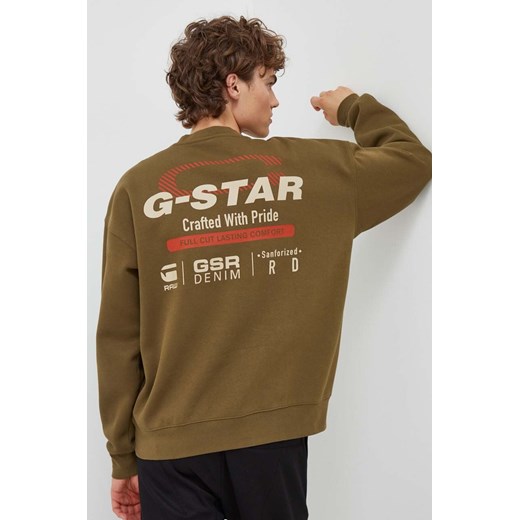 G-Star Raw bluza męska kolor zielony gładka ze sklepu ANSWEAR.com w kategorii Bluzy męskie - zdjęcie 162731728
