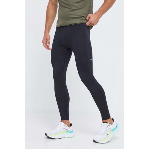 Reebok legginsy do biegania Run Base Layer kolor czarny gładkie ze sklepu ANSWEAR.com w kategorii Spodnie męskie - zdjęcie 162731965
