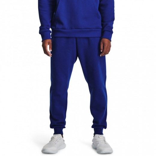 Męskie spodnie dresowe Under Armour UA Rival Fleece Joggers - niebieskie ze sklepu Sportstylestory.com w kategorii Spodnie męskie - zdjęcie 162733659