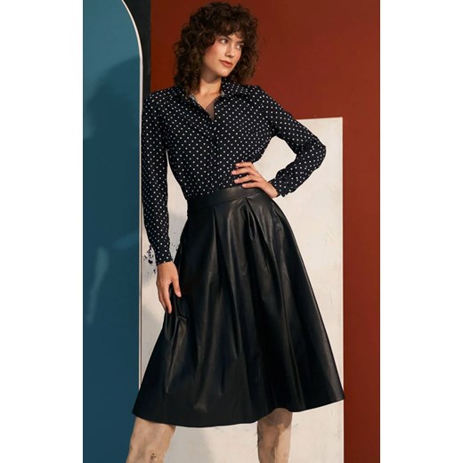Czarna spódnica midi z ecoskóry SP71, Kolor czarny, Rozmiar 36, Nife ze sklepu Primodo w kategorii Spódnice - zdjęcie 162735687
