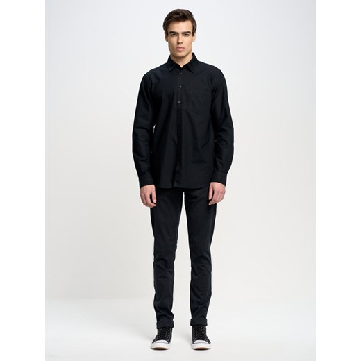 Koszula męska z tkaniny typu oxford czarna Trixi 906 ze sklepu Big Star w kategorii Koszule męskie - zdjęcie 162739268