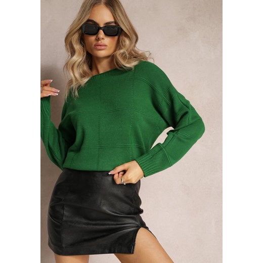 Zielony Klasyczny Sweter z Długim Rękawem Nemiona ze sklepu Renee odzież w kategorii Swetry damskie - zdjęcie 162740849