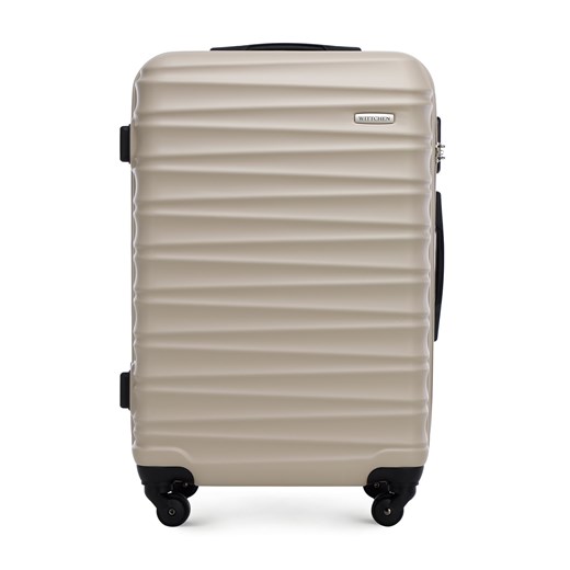 Średnia walizka z ABS-u z żebrowaniem beżowa ze sklepu WITTCHEN w kategorii Walizki - zdjęcie 162743018