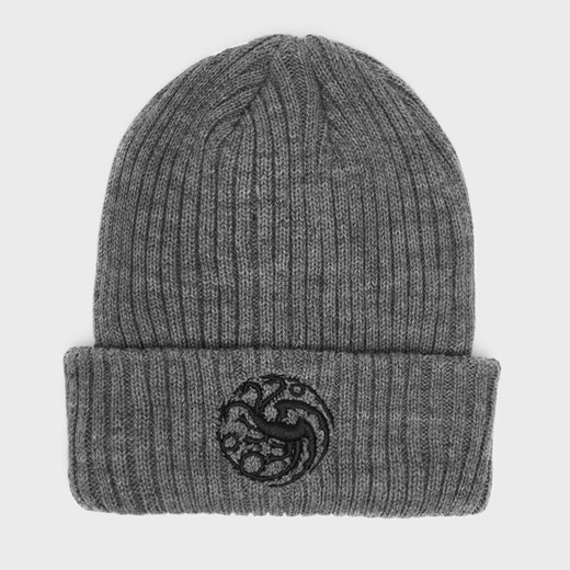 Ciemnoszara czapka beanie z haftem House of the Dragon - Szary House ONE SIZE House