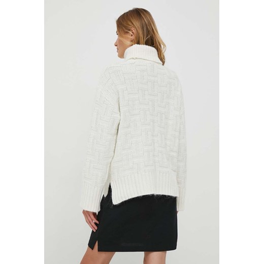 Tommy Hilfiger sweter z domieszką wełny damski kolor beżowy ciepły z golfem Tommy Hilfiger S ANSWEAR.com