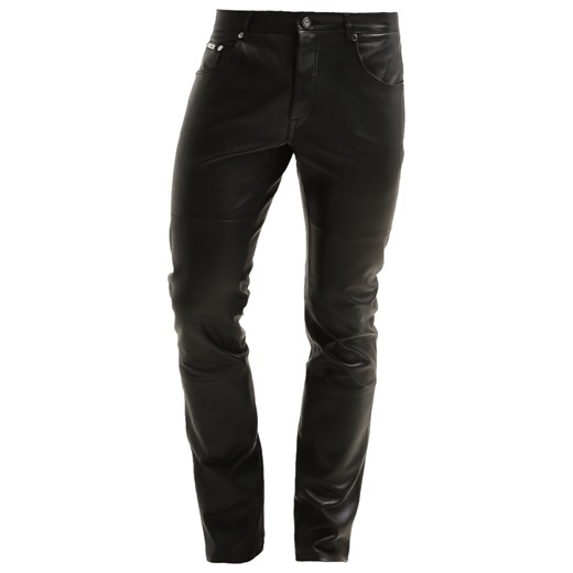 Just Cavalli Spodnie skórzane black zalando czarny abstrakcyjne wzory