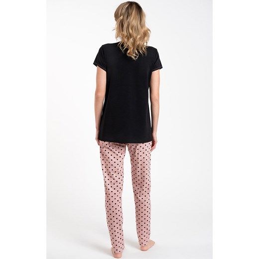 Piżama damska z krótkim rękawem i długą nogawką Buscato, Kolor czarno-różowy, Rozmiar 2XL, Italian Fashion ze sklepu Intymna w kategorii Piżamy damskie - zdjęcie 162748367