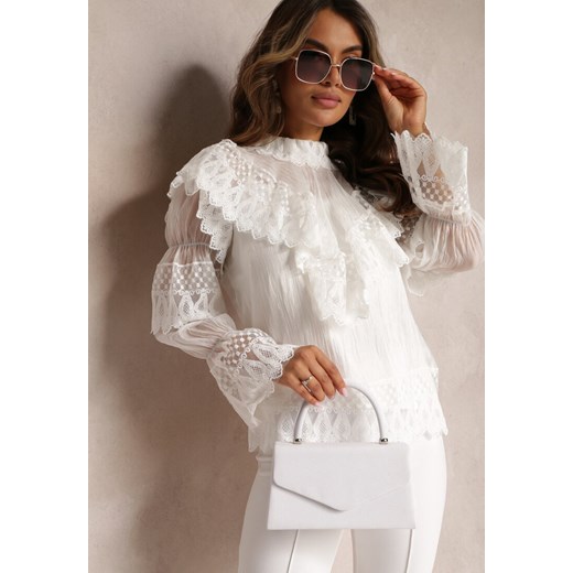 Biała Bluzka z Falbankami i Koronką Bailese ze sklepu Renee odzież w kategorii Bluzki damskie - zdjęcie 162750576