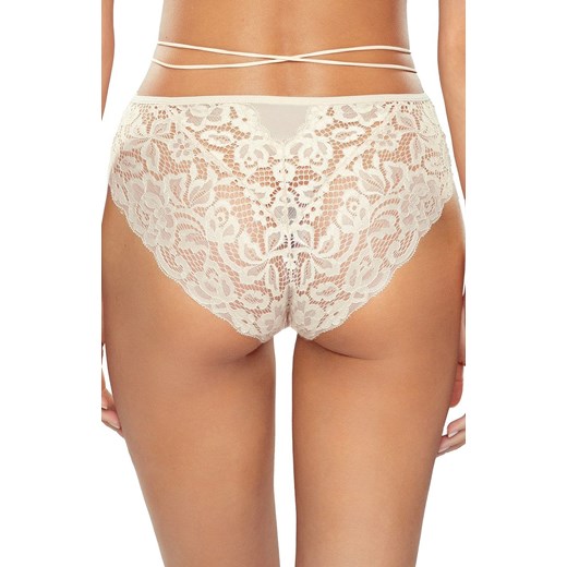 Beżowe koronkowe figi z ozdobnym sznurkiem Cindy 5021, Kolor beżowy, Rozmiar S, Lapinee ze sklepu Intymna w kategorii Majtki damskie - zdjęcie 162750676