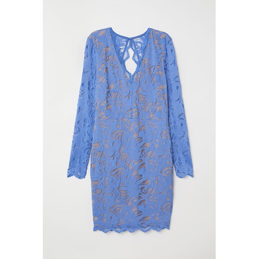 H & M - Dopasowana sukienka z koronki - Niebieski H & M 34 H&M