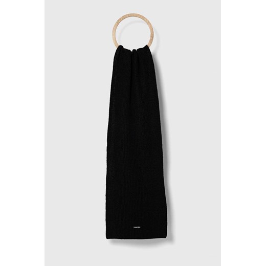 Calvin Klein szalik wełniany kolor czarny melanżowy ze sklepu ANSWEAR.com w kategorii Szaliki męskie - zdjęcie 162754697