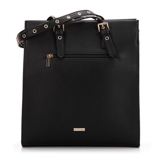 Torebka shopperka z nitowanymi paskami czarna ze sklepu WITTCHEN w kategorii Torby Shopper bag - zdjęcie 162756456