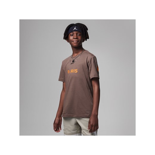 T-shirt dla dużych dzieci Jordan Paris Saint-Germain Wordmark Tee - Brązowy ze sklepu Nike poland w kategorii T-shirty chłopięce - zdjęcie 162757769
