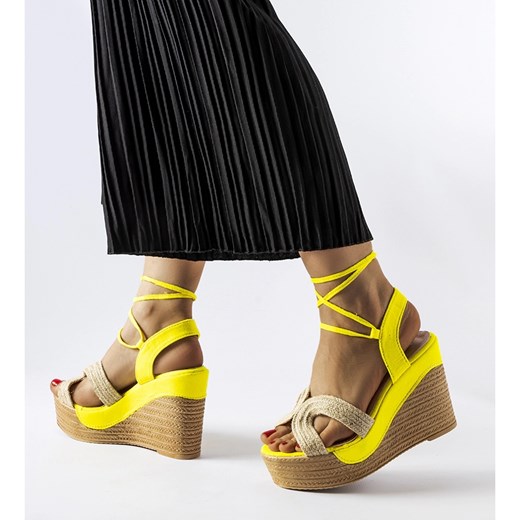 Żółte espadryle na koturnie Berta 37 ButyModne.pl