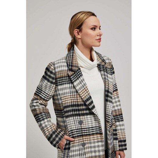 Dwurzędowy płaszcz w kratę ze sklepu Moodo.pl w kategorii Płaszcze damskie - zdjęcie 162779767
