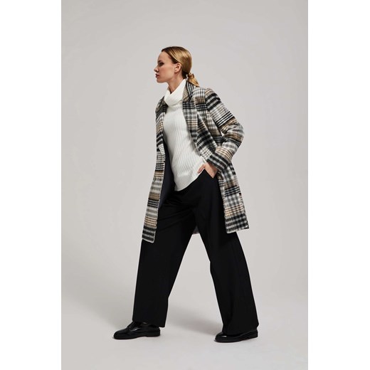 Dwurzędowy płaszcz w kratę L Moodo.pl