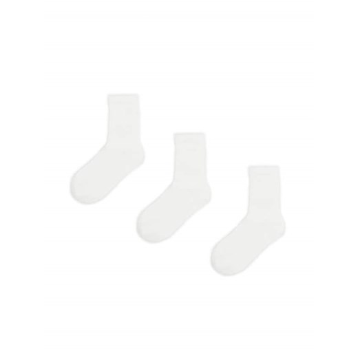 Cropp - 3 pack białych skarpetek basic - biały ze sklepu Cropp w kategorii Skarpetki damskie - zdjęcie 162782818