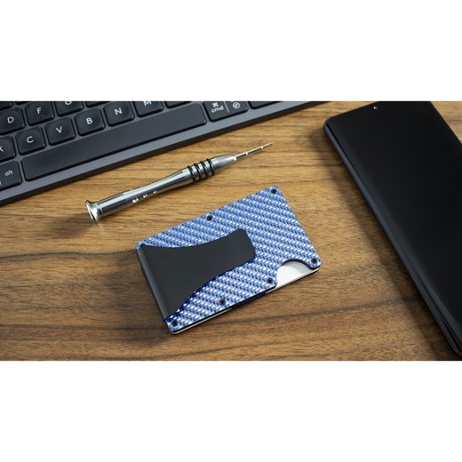 Aluminiowe etui antykradzieżowe na karty zbliżeniowe (niebieski, karbon) Koruma Uniwersalny Koruma ID Protection