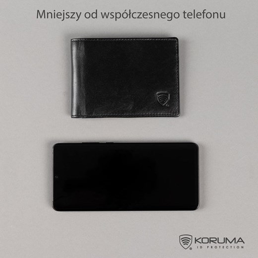 Cienki portfel męski skórzany typu SLIM (Czarny) Koruma Uniwersalny wyprzedaż Koruma ID Protection
