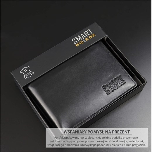 Mały skórzany portfel antykradzieżowy na karty zbliżeniowe (czarny) Koruma Uniwersalny Koruma ID Protection