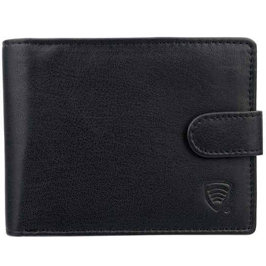 Zapinany portfel męski skórzany na karty zbliżeniowe i monety (czarny) ze sklepu Koruma ID Protection w kategorii Portfele męskie - zdjęcie 162783557