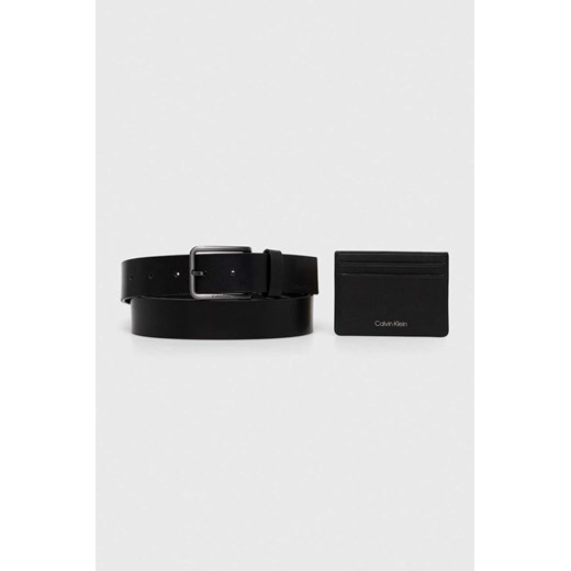 Calvin Klein pasek skórzany męski kolor czarny ze sklepu ANSWEAR.com w kategorii Paski męskie - zdjęcie 162789497