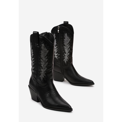 Kozaki damskie Born2be na wiosnę na zamek na obcasie eleganckie 