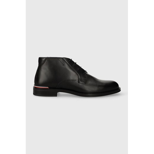 Tommy Hilfiger trzewiki skórzane CORE RWB HILFIGER LTH L BOOT męskie kolor czarny FM0FM04804 ze sklepu ANSWEAR.com w kategorii Buty zimowe męskie - zdjęcie 162793787