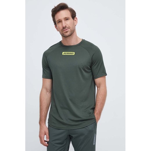 Hummel t-shirt treningowy hmlTE TOPAZ T-SHIRT kolor zielony z nadrukiem 213475 ze sklepu ANSWEAR.com w kategorii T-shirty męskie - zdjęcie 162794046