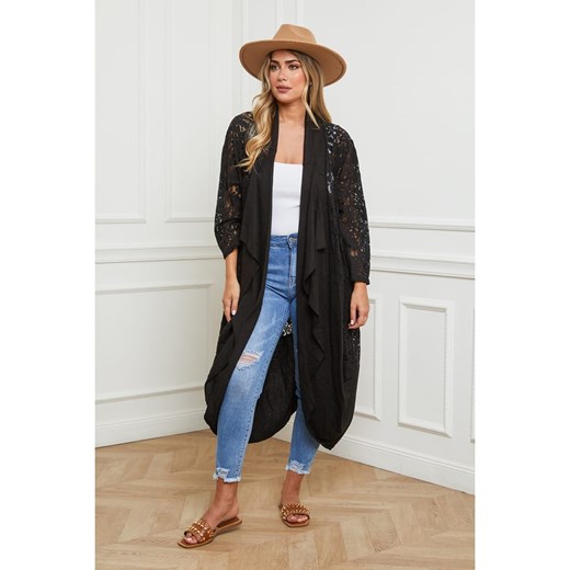 Plus Size Company Lniana narzutka w kolorze czarnym Plus Size Company 52 wyprzedaż Limango Polska