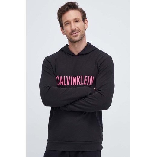 Calvin Klein Underwear bluza lounge kolor czarny z kapturem z nadrukiem Calvin Klein Underwear M ANSWEAR.com
