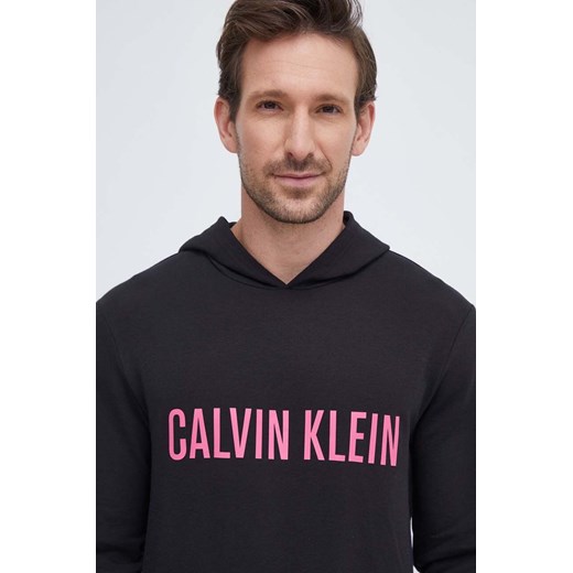Calvin Klein Underwear bluza lounge kolor czarny z kapturem z nadrukiem Calvin Klein Underwear M ANSWEAR.com