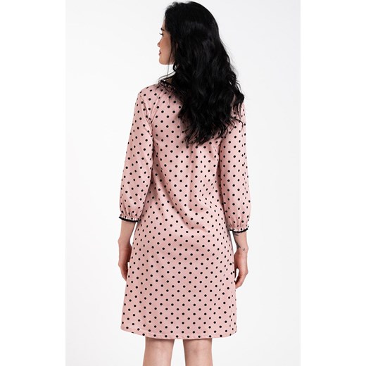 Koszula nocna damska z rękawem 3/4 Margo, Kolor różowo-czarny, Rozmiar S, Italian Fashion ze sklepu Intymna w kategorii Koszule nocne - zdjęcie 162810435