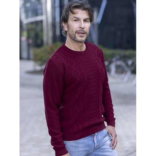 Sweter męski - wełna merino - Massimo - bordo - M ze sklepu Swetry Lasota w kategorii Swetry męskie - zdjęcie 162813648