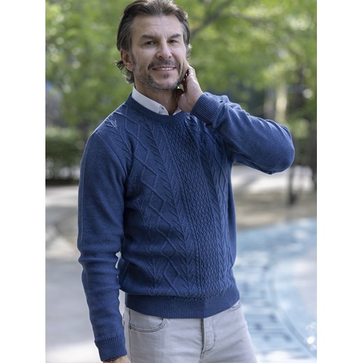 Sweter męski - wełna merino - Massimo - indygo - M ze sklepu Swetry Lasota w kategorii Swetry męskie - zdjęcie 162813649