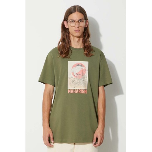 Maharishi t-shirt bawełniany Peace Crane T-Shirt kolor zielony z nadrukiem 1072 ze sklepu PRM w kategorii T-shirty męskie - zdjęcie 162830538
