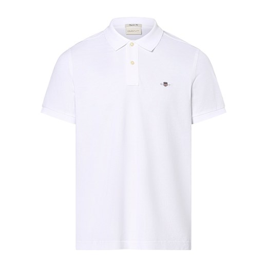 Gant Męska koszulka polo Mężczyźni Bawełna biały jednolity ze sklepu vangraaf w kategorii T-shirty męskie - zdjęcie 162832377